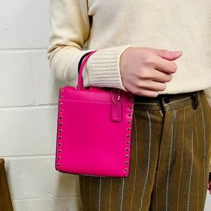 Coach CE729 Mini Cashin Tote With Crystal Rivets IN Mei red